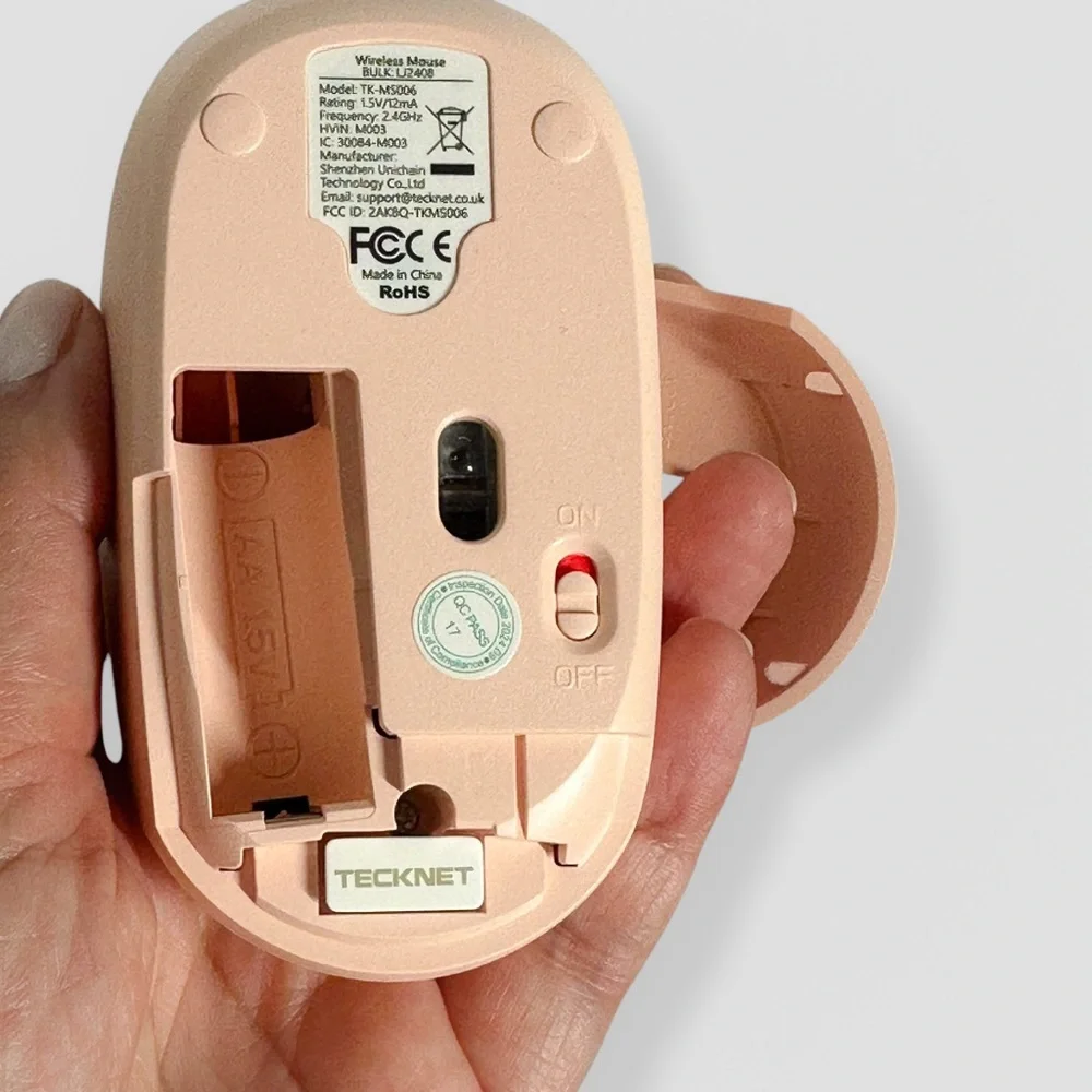 TECKNET Wireless Mouse for Laptop, 2.4GHz USB Mini Cordless Small Pink TK-MS006